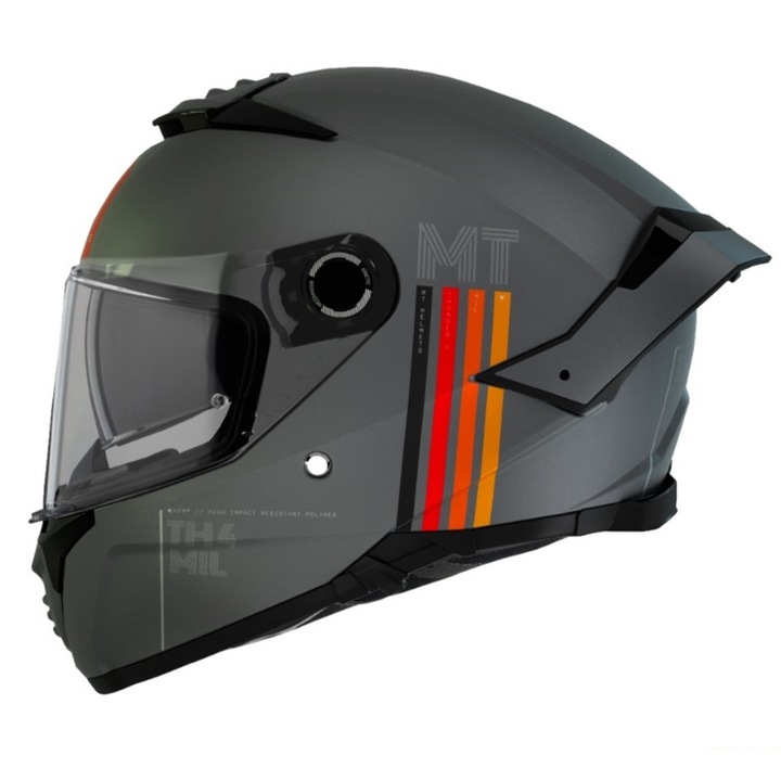 Casca integrala moto MT Thunder 4 cu ochelari integrati, MIL gri mat, XXL 63-64cm