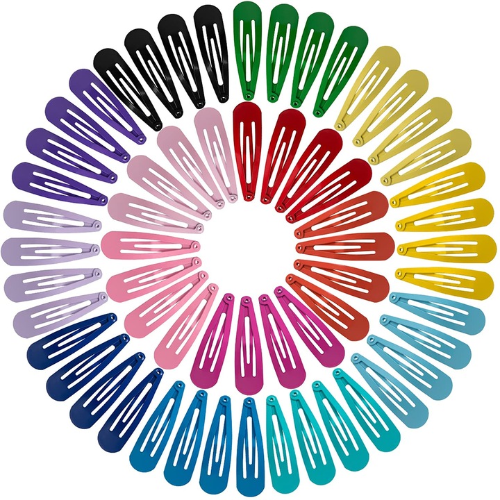 Set clame de par JENUOS, 60 bucati, metal, multicolor