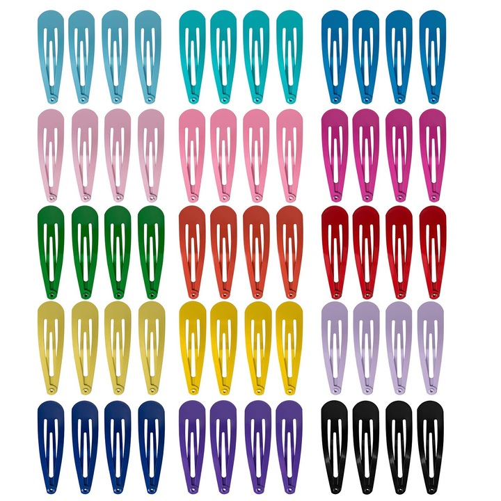 Set clame de par JENUOS, 60 bucati, metal, multicolor