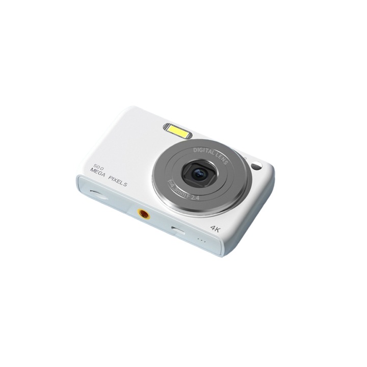 Camera foto, Pearl White 4800W pixeli, autofocus AF, calitate 4K Ultra HD, zoom 16x, mini si compacta, autonomie eficienta, transfer rapid prin adaptor OTG