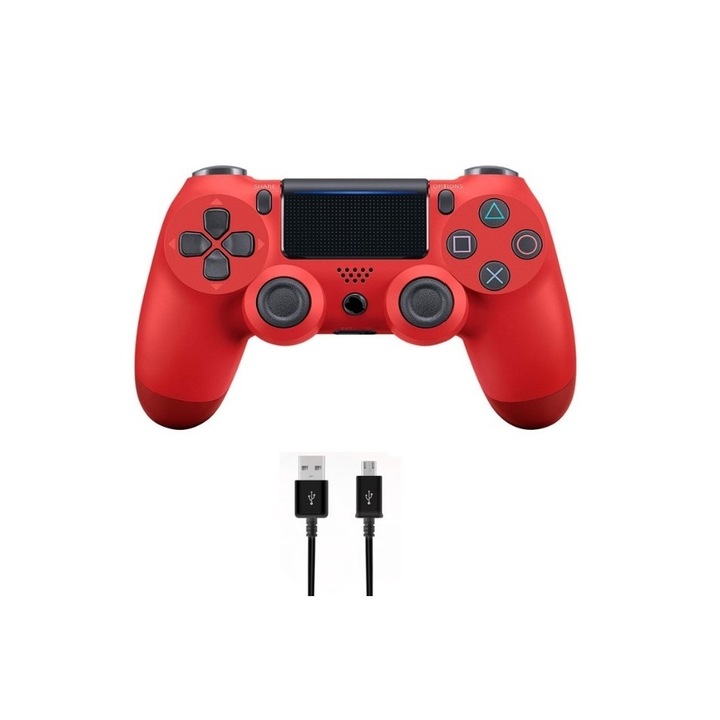 PS4 vezeték nélküli kontroller, doubleshock I-10, kompatibilis, PS-TV és PS Now, rezgéssel, töltővel, piros, HAPPY JOKER