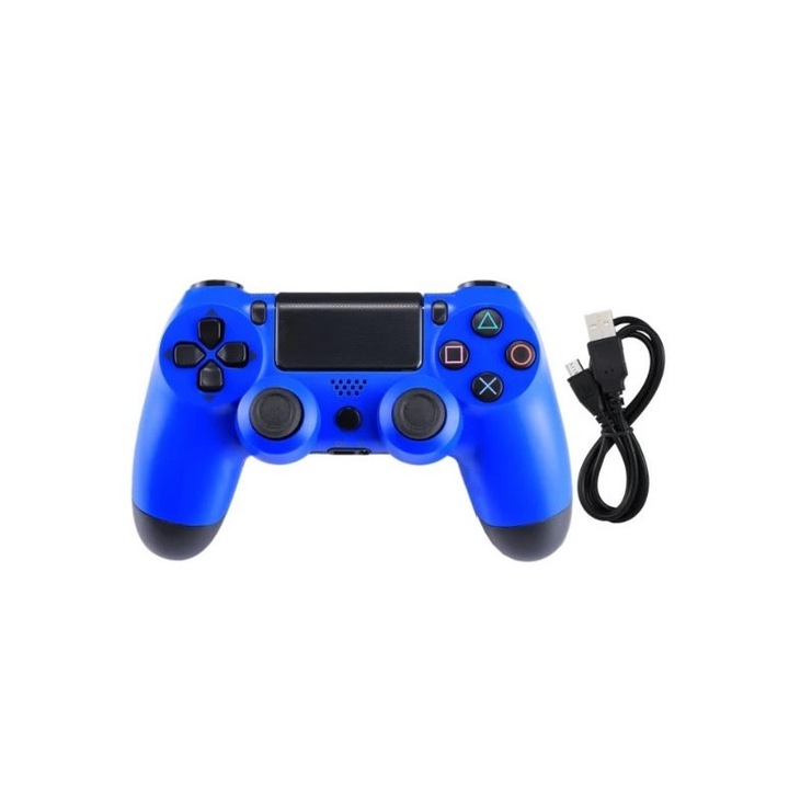 PS4 vezeték nélküli kontroller, doubleshock I-10, kompatibilis, PS-TV és PS Now, rezgéssel, töltővel, kék, HAPPY JOKER