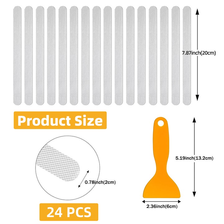 24 db-os csúszásmentes zuhanymatrica készlet, átlátszó, fürdőszobába