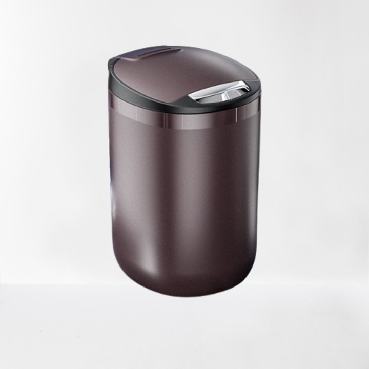 Scrumiera auto portabila, Lumina LED, detasabila, usor de utilizat si and curatat, capacitate mare, cu capac anti-fum, 11x7cm, Maro