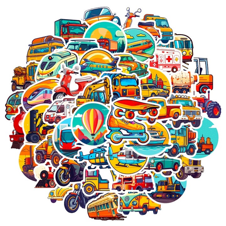 Комплект декоративни стикери, многоцветни, водоустойчиви, 4-7см