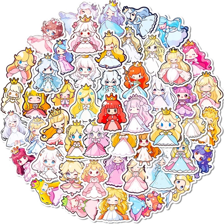 Комплект от 50 декоративни стикера, анимационни герои, водоустойчиви, многоцветни, 4-7 cm