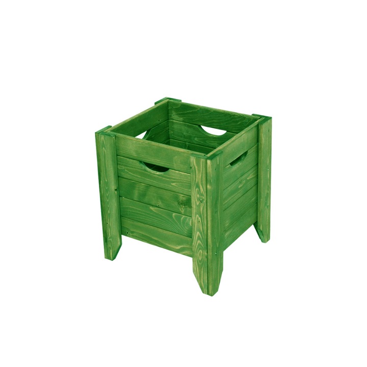 Cutie din lemn pentru flori, Transilvan, Flora, 39x36x42 cm, Verde