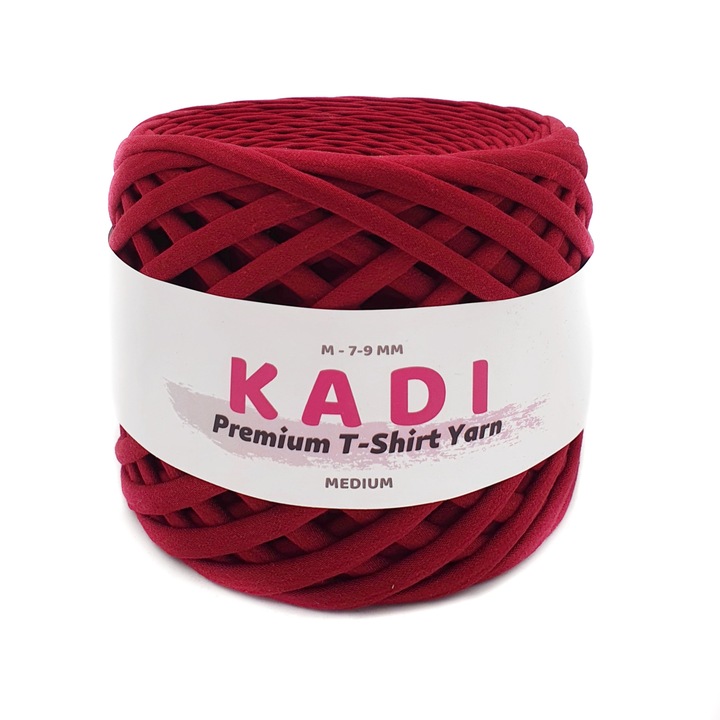 Szalagszál kötött horgoláshoz és makraméhoz, KaDi Premium Large, 9-11 mm, 110 m, 100% pamut, Bordeaux szín