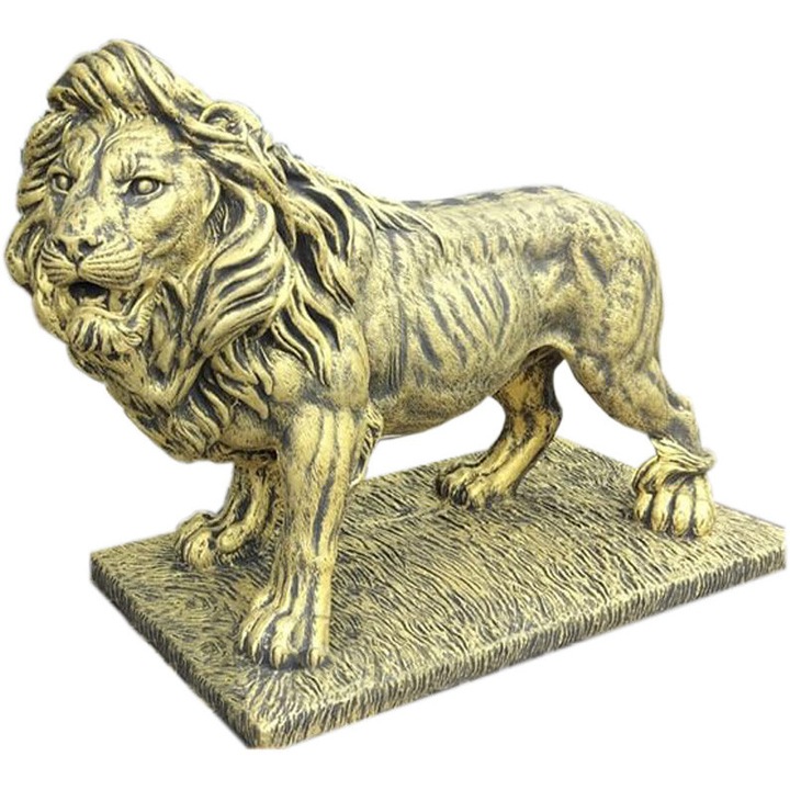 Statueta leu mare in picioare, auriu antichizat, model S33