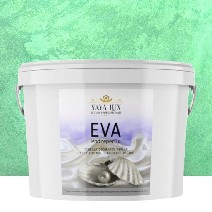 Vopsea decorativa de Lux, Eva Madreperla cu Fulgi de Sticla, Verde Smarald, 2.5 Litri