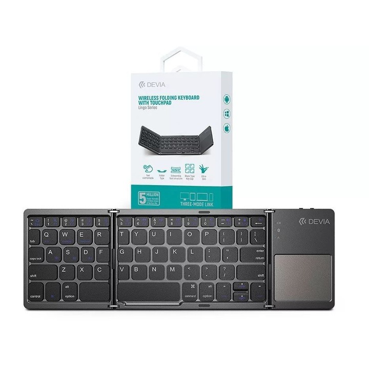 Devia Lingo Keyboard with Touchpad Black US, 240737, Billentyűzet