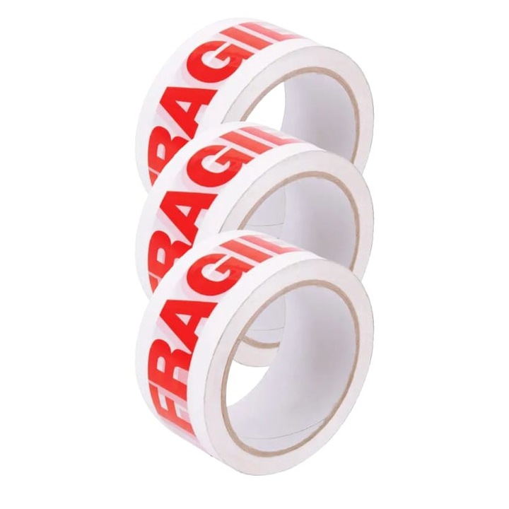 Set 3 role banda adeziva scotch, inscriptionata Fragile, 48mm x 50m, AVI-1934