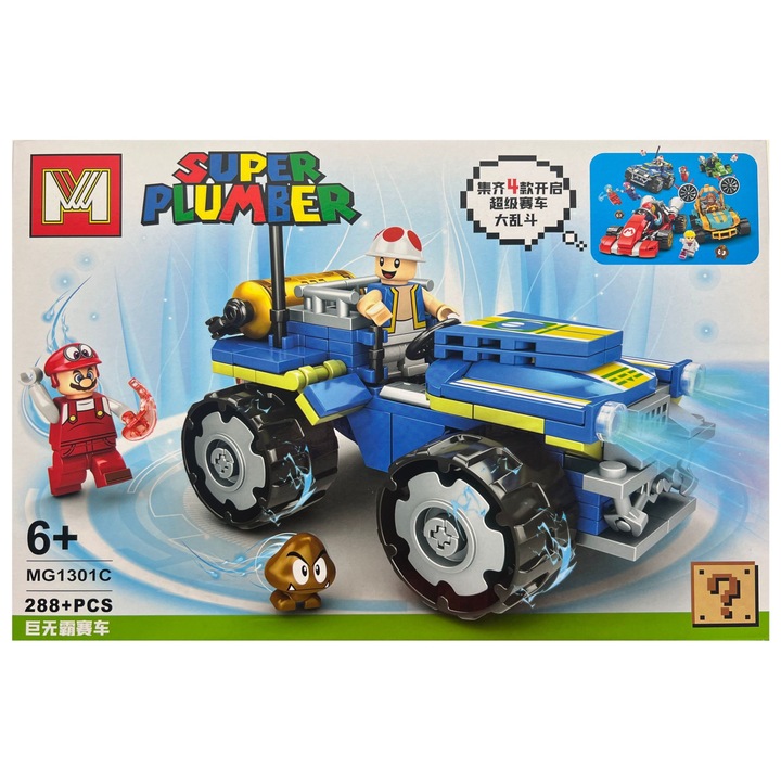 Super Mario építőkészlet, versenyautó, 288 db