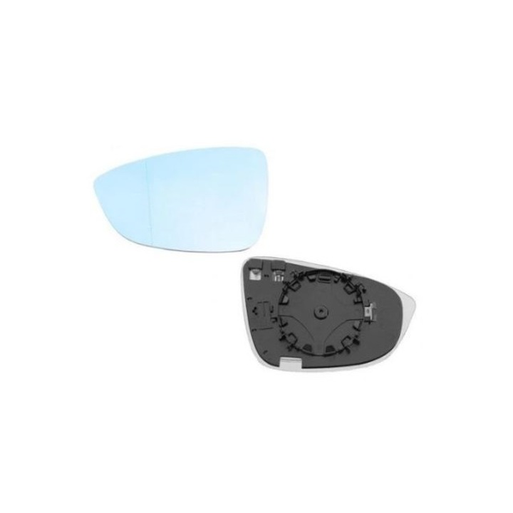 Geam oglinda Vw Beetle (5C1), 10.2011-, Vw CC (358), 02.2009-, Vw Eos (1f), 05.2009-11.2011, Vw Eos (1f), 11.2010-, Vw Passat (B7 (36)), 11.2010-, partea Stanga, culoare sticla cu culoare albastra, sticla asferica, cu incalzire, 5C5857521