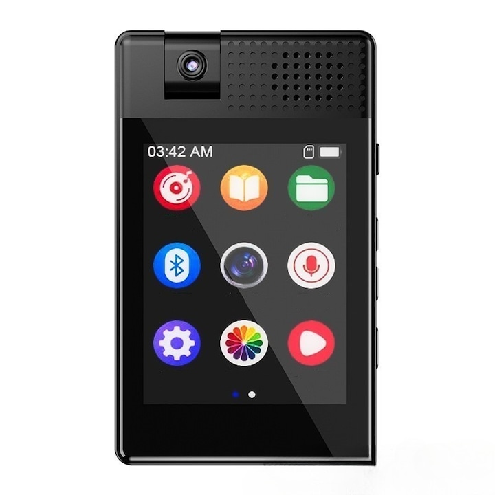 Walkman HD kamerával, Bluetooth kapcsolat, érintőképernyő, 64 GB-os memóriakártya, külső hangszórók, HiFi hang, 800mah akkumulátor, robusztus, fekete