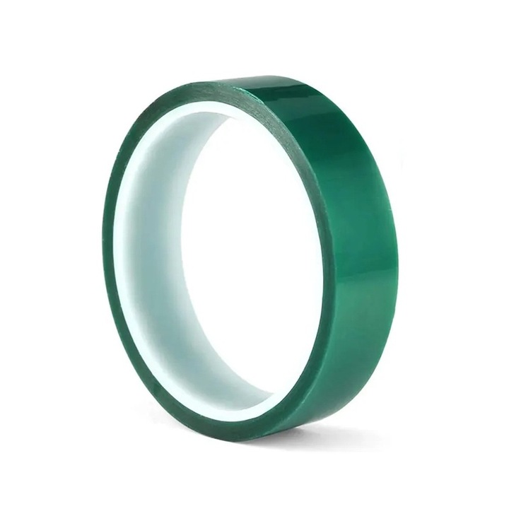 Banda adeziva din poliamida verde rezistenta la temperaturi inalte, 20mm X 33M