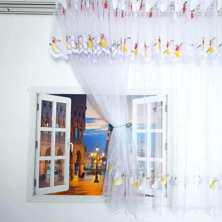 Three Oaks függöny, modell TS-107 FRUCTE, 250 x 160 cm, fehér