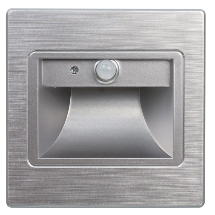 Spot Led Scara Incastrabil 1W Argintiu cu Senzor Prezenta + Senzor Crepuscular Lumina Neutra cu doza inclusa