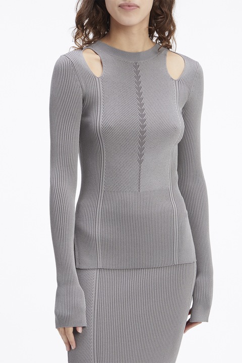 CALVIN KLEIN, Pulover cu decupaje, Gri inchis