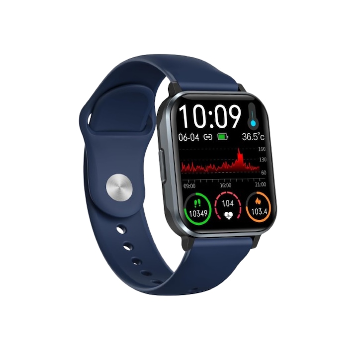 Smartwatch Gardien, Ecran de 1.83'', Fitness Smart, Functii monitorizare - Ritm cardiac, Calorii, Nivel oxigen, Stres si Somn, Pedometru, Cronometru, 100+ Moduri Sportive, Compatibil cu Android si iOS, cu curea de schimb roz