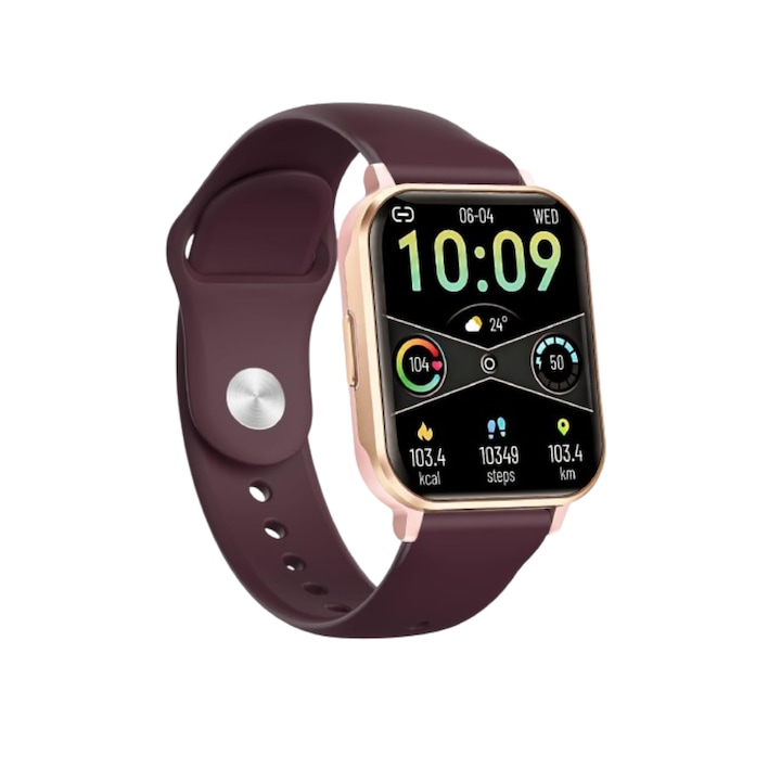 Ceas inteligent, Bluetooth, ecran IPS HD de 1,96 inch, IP68 rezistent la apa, monitorizare a sanatatii corpului, apeluri HD, suport pentru mai multe aplicatii, curea din silicon, negru