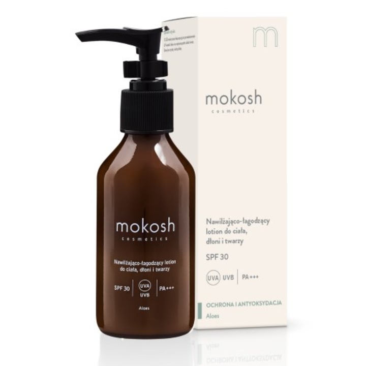 Lotiune hidratanta si calmanta pentru corp, maini si fata SPF30, Mokosh, 100 ml