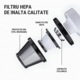 Aspirator Auto 3 in 1 Fara Fir Gavriet™ Turbo Duster 2, 12000PA, 100W, Baterie 4000mAh, 2 Trepte, Functii de Aspirare, Suflare, Vidare, Filtru HEPA, Perie Detailing, Prosop Microfibre, Negru