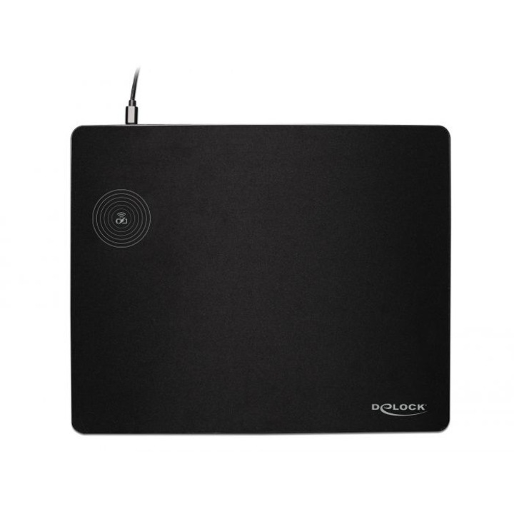 Mousepad Delock Egerpad 152338, incarcare wireless, rezistent la apa si praf, negru, 342x283x7mm