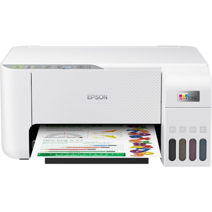 Мастилено-струен многофункционален принтер Epson EcoTank L3276, Цветен, A4, WiFi, Бял