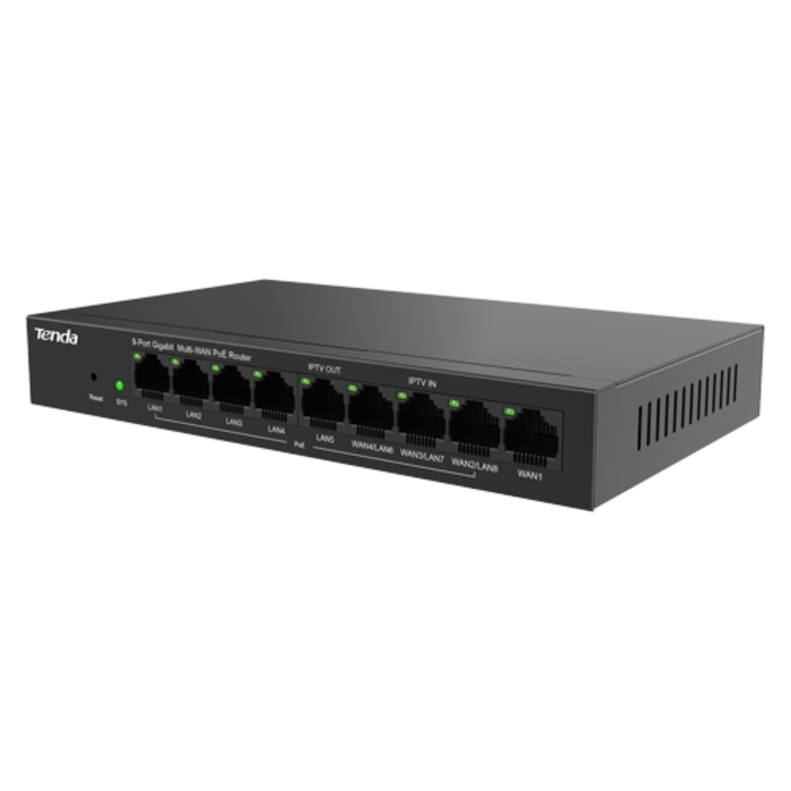 Рутер 8 PoE+ порта, 1 WAN порт, Gigabit, Уеб управление - TENDA TND-G0-8G-POE