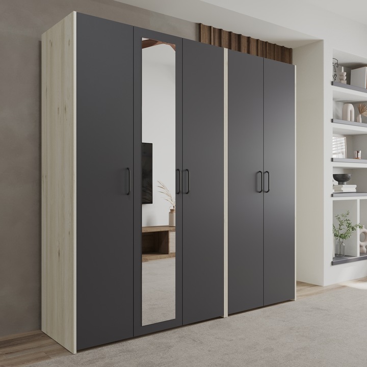 Dressing haaus Malmo V2, Stejar Alb/Antracit, L 201 cm