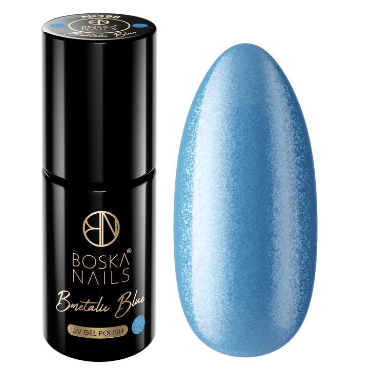 Lac de unghii hybryd Boska Nails BMetalic Blue No 398, efect metalic-perlat, 6ml
