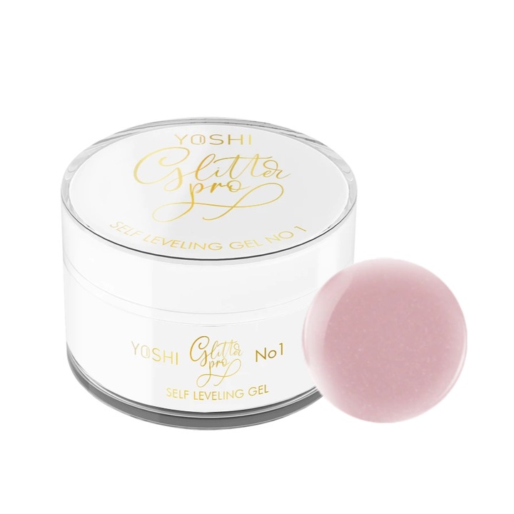 Gel constructie unghii Yoshi Glitter PRO No.1, efect glitter, 15ml