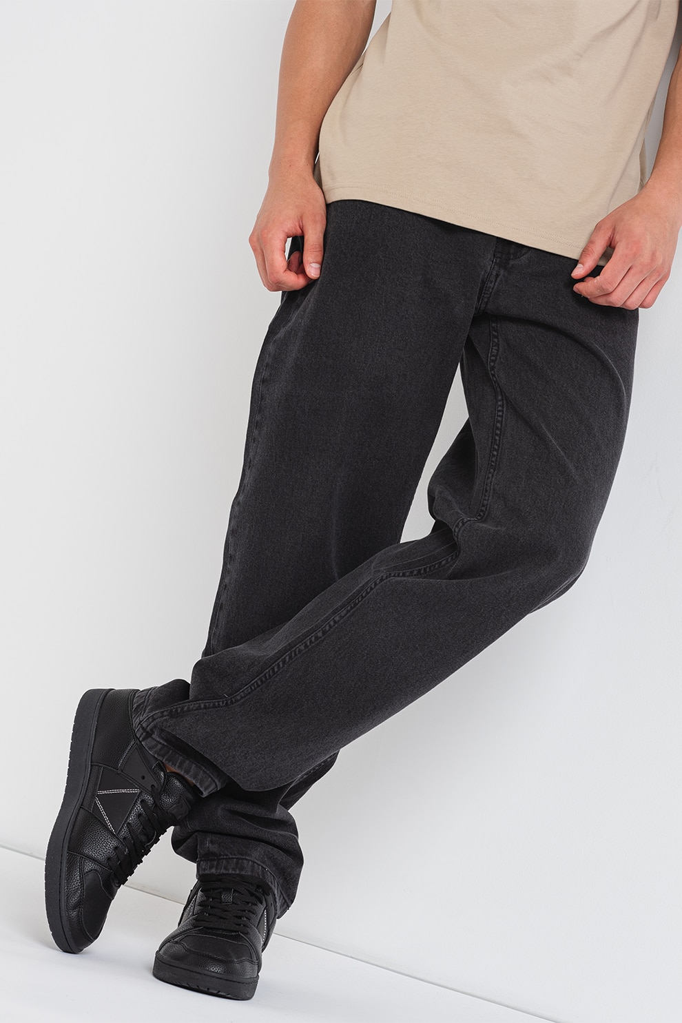 Denim Project, Blugi conici cu talie medie Chicago, Negru, W31-L32