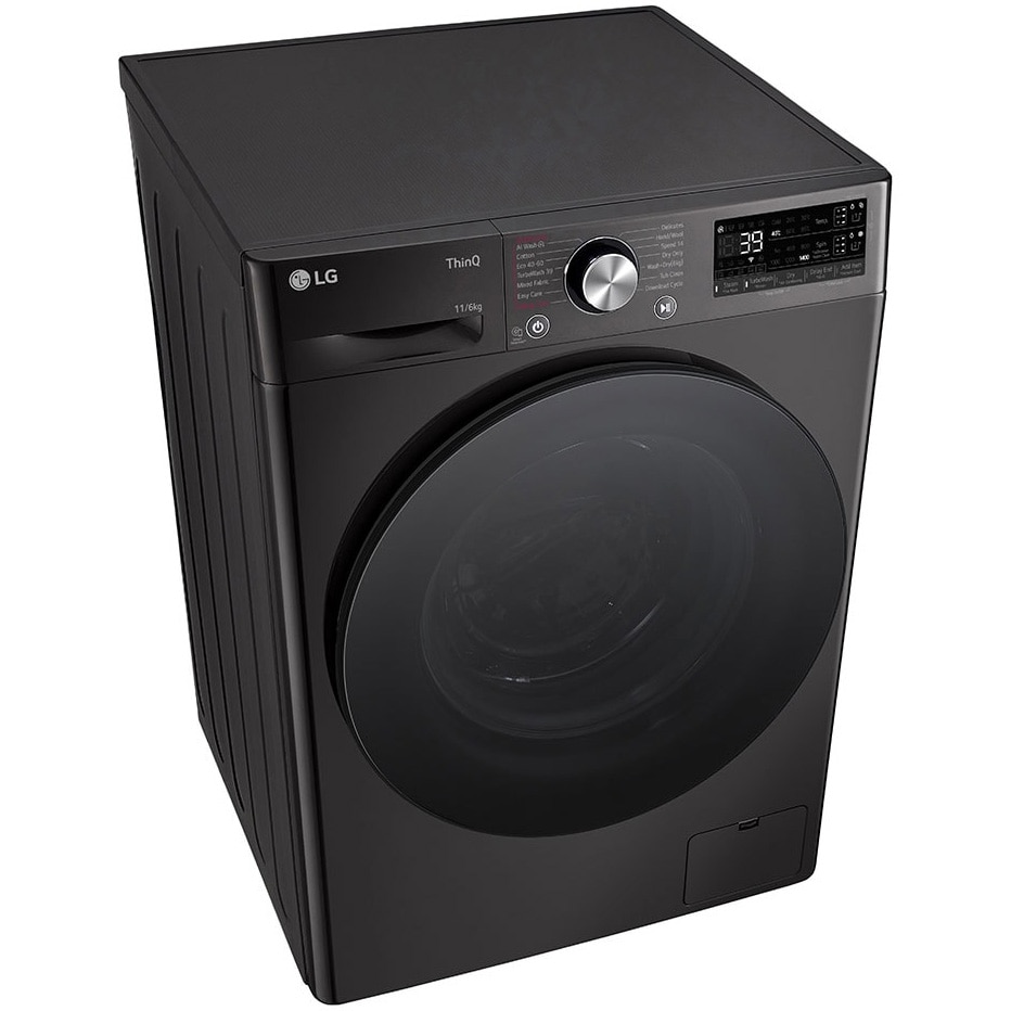 Masina spalat cu uscator LG F4DR711S2BA, Spalare 11 kg / Uscare 6kg, 1400 RPM, Motor Direct Drive Inverter, Spa, Turbo Wash 39, Wi-Fi, Clasa D, Autodose, Negru