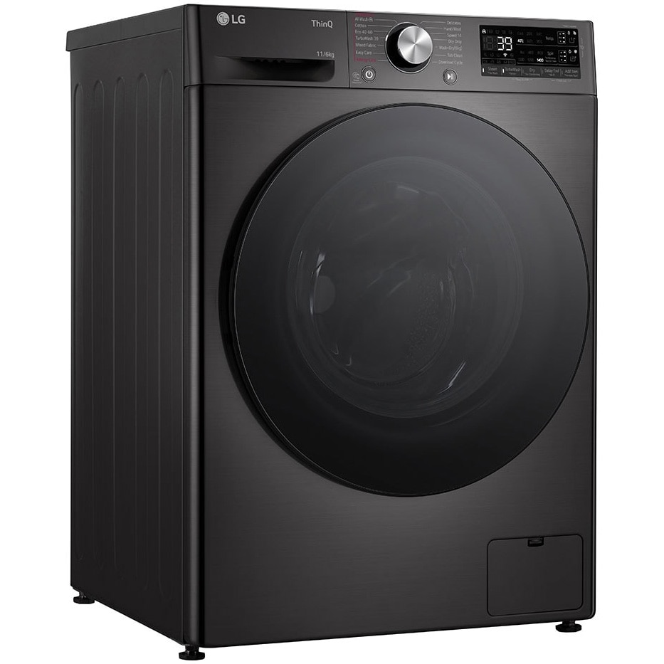 Masina spalat cu uscator LG F4DR711S2BA, Spalare 11 kg / Uscare 6kg, 1400 RPM, Motor Direct Drive Inverter, Spa, Turbo Wash 39, Wi-Fi, Clasa D, Autodose, Negru