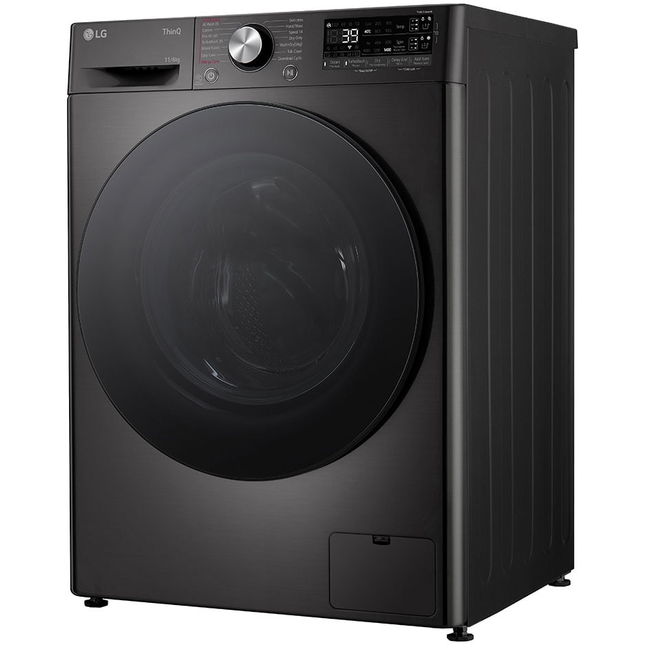 Masina spalat cu uscator LG F4DR711S2BA, Spalare 11 kg / Uscare 6kg, 1400 RPM, Motor Direct Drive Inverter, Spa, Turbo Wash 39, Wi-Fi, Clasa D, Autodose, Negru