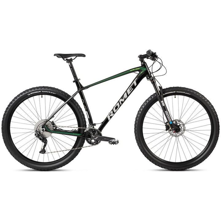Bicicleta MTB Romet Mustang M5, 29", marime S, negru/verde