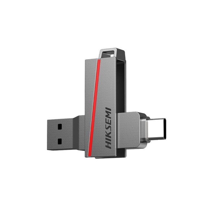 Memorie USB, HIKSEMI Dual Slim, 128GB, USB3.2, Gri