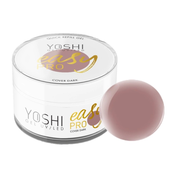 Gel constructie unghii, Yoshi Easy PRO, COVER DARK, 15ml, rezistent, autonivelant