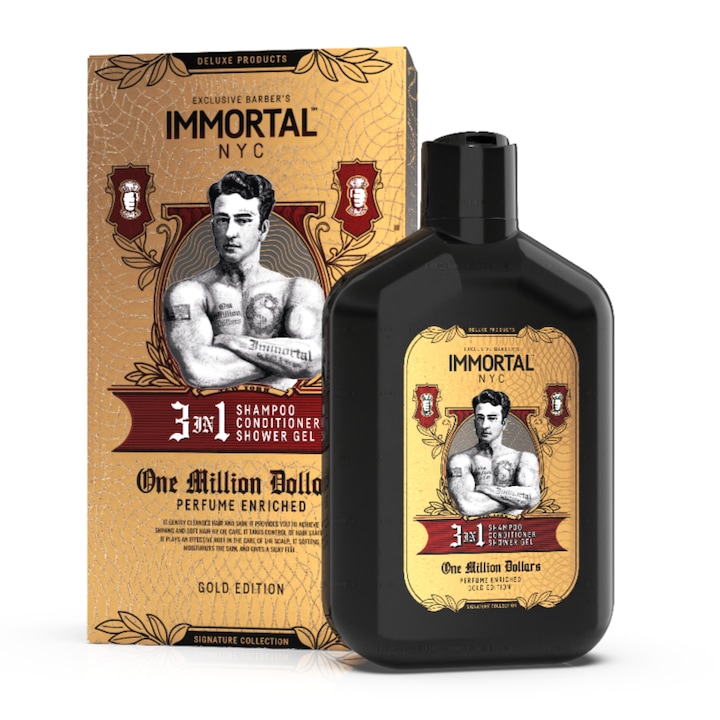 Set 3 in 1 Immortal One Million Dollars, sampon, balsam si gel de dus, 500ml