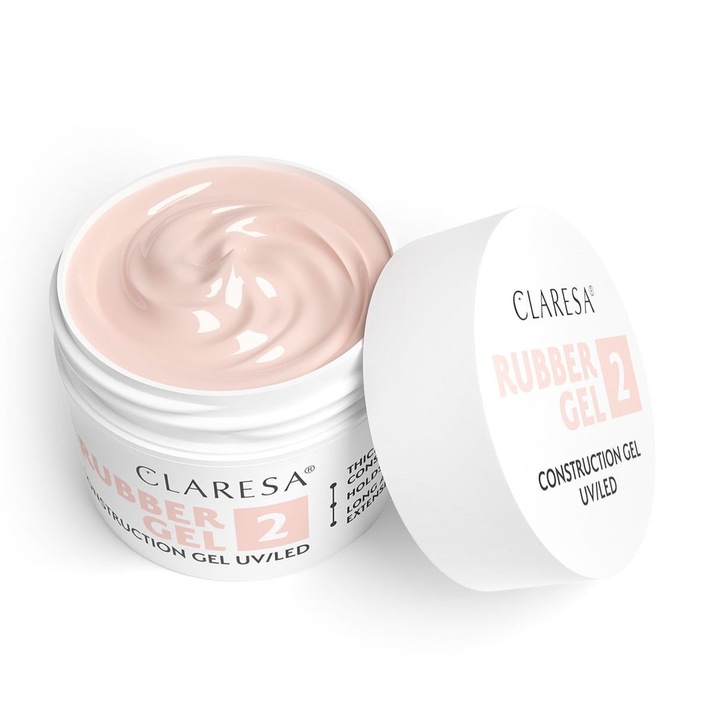 Гел за изграждане на нокти, Claresa Rubber Gel, термоустойчив, изравняващ ефект, nude, 12 г
