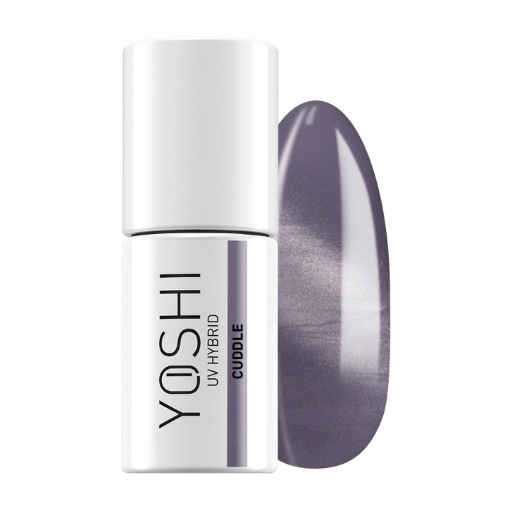 Lac de unghii hibrid Yoshi Silk Catitude, efect Cat Eye, violet, 6ml