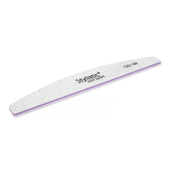 Set 50 pile de unghii Boat Half Moon, Stylistic, Granulatie 100/180, Gri