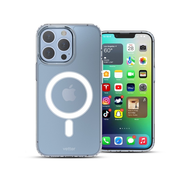 Husa Vetter pentru iPhone 13 Pro Max, Clip-On, MagSafe Compatible, Crystal Series, Transparent