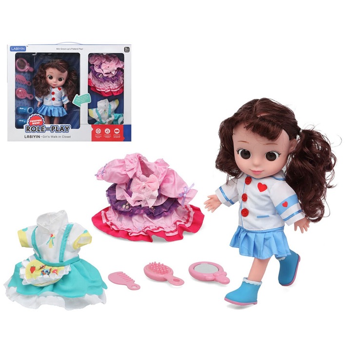 BigBuy Koukla Moda baba kiegészítőkkel, többszínű