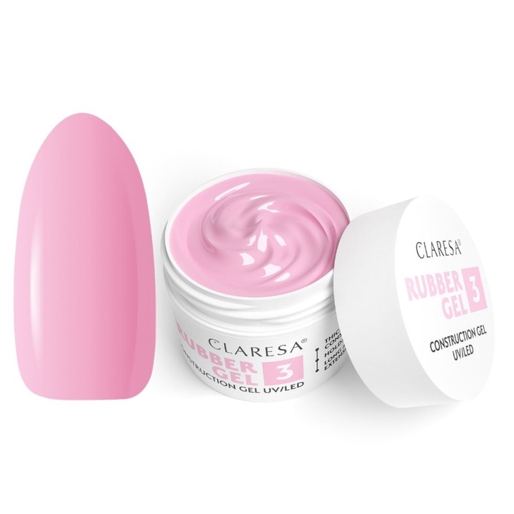 Körömépítő gél Claresa Rubber Gel, hőálló, automatikus szintező, 45g