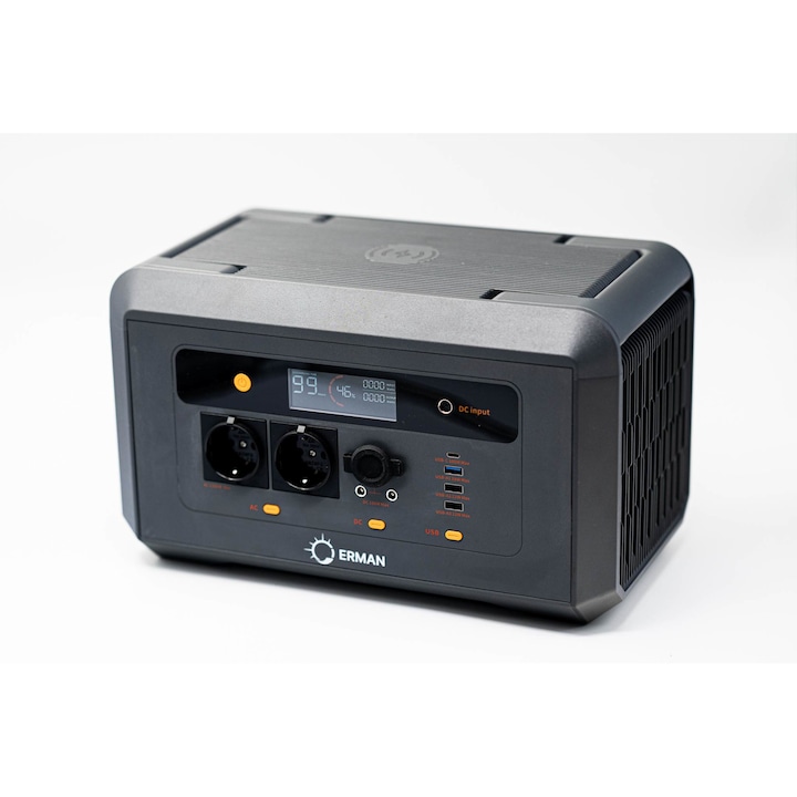Statie de incarcare ERMAN E312 1200W, 1008 Wh, LiFePo4, Portable Power Station, 1 USB-A 18W, 2 USB-A 12W, 1 USB-C 100W, 1 AC 220V, 2 DC 136W