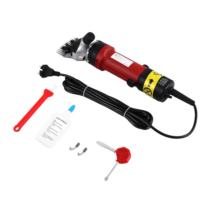 Set Foarfece Electric pentru Tuns Oi, 6 Viteze, Rosu, 320W, 220-240V, Lama Aliaj, 2400-2800rpm, 4.95m cablu