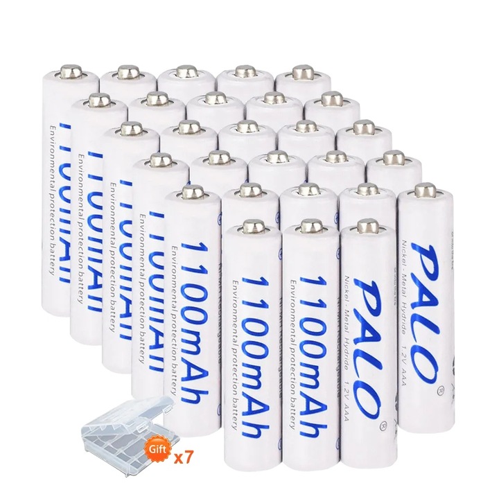 Set 28 baterii reincarcabile AAA, PALO, Ni-MH, 1100mAh, 12V